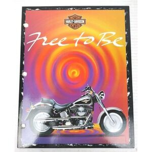 VTG 1996 Y2K Mead Portfolio Folder HARLEY DAVIDSON Motorcycle FREE TO BE USA H-D